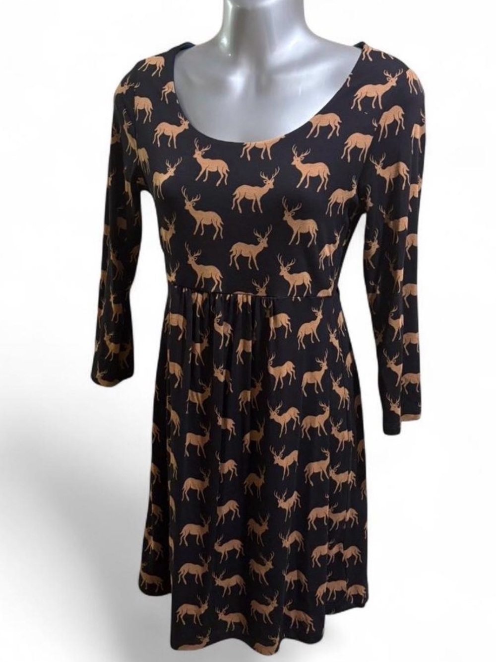 Boden “Oh Deer” Black and Copper Dress Sz 4